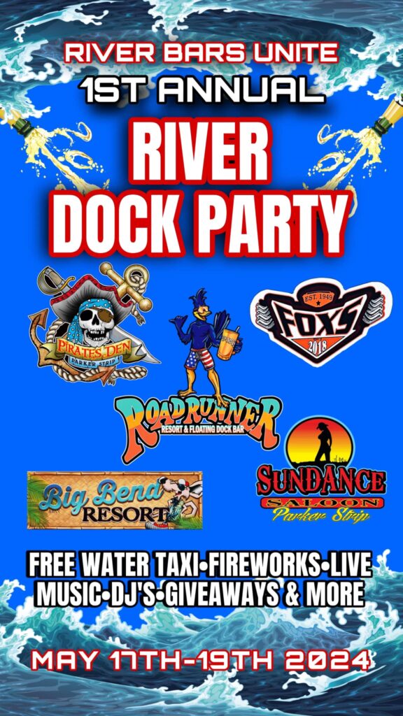 1st Ever River Dock Party on the Parker Strip by Roadrunner Resort Floating Bar & Others CLICK BELOW for Information & Check that out 